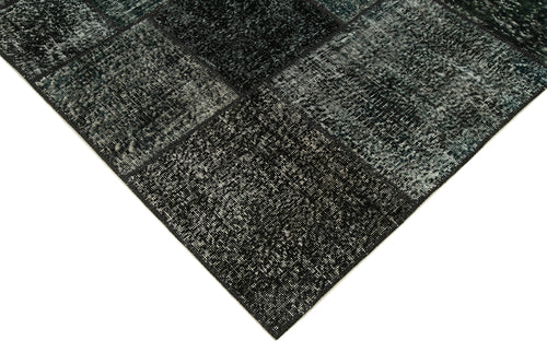 Kırk Yama Siyah Patchwork Pamuk Yün El Dokuma Halısı 171x241 Agacan