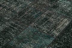 Kırk Yama Siyah Patchwork Pamuk Yün El Dokuma Halısı 171x241 Agacan