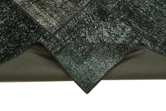 Kırk Yama Siyah Patchwork Pamuk Yün El Dokuma Halısı 171x241 Agacan