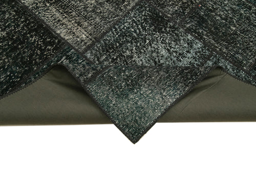 Kırk Yama Siyah Patchwork Pamuk Yün El Dokuma Halısı 171x241 Agacan