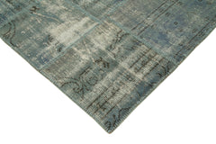 Kırk Yama Mavi Patchwork Pamuk Yün El Dokuma Halısı 174x242 Agacan