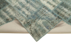 Kırk Yama Mavi Patchwork Pamuk Yün El Dokuma Halısı 174x242 Agacan