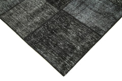 Kırk Yama Siyah Patchwork Pamuk Yün El Dokuma Halısı 171x246 Agacan
