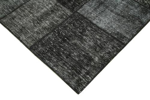 Kırk Yama Siyah Patchwork Pamuk Yün El Dokuma Halısı 171x246 Agacan