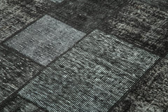 Kırk Yama Siyah Patchwork Pamuk Yün El Dokuma Halısı 171x246 Agacan