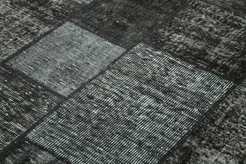 Kırk Yama Siyah Patchwork Pamuk Yün El Dokuma Halısı 171x246 Agacan