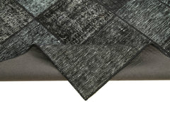 Kırk Yama Siyah Patchwork Pamuk Yün El Dokuma Halısı 171x246 Agacan