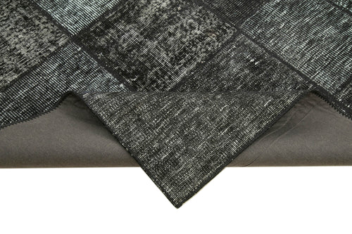 Kırk Yama Siyah Patchwork Pamuk Yün El Dokuma Halısı 171x246 Agacan