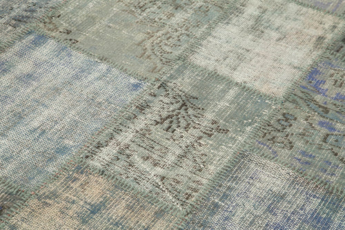 Kırk Yama Gri Patchwork Pamuk Yün El Dokuma Halısı 176x243 Agacan