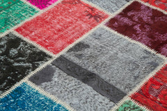 Kırk Yama Mavi Patchwork Pamuk Yün El Dokuma Halısı 179x243 Agacan