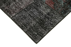 Kırk Yama Siyah Patchwork Pamuk Yün El Dokuma Halısı 173x243 Agacan
