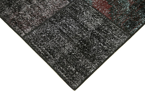 Kırk Yama Siyah Patchwork Pamuk Yün El Dokuma Halısı 173x243 Agacan