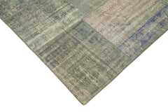 Kırk Yama Gri Patchwork Pamuk Yün El Dokuma Halısı 175x242 Agacan