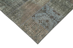 Kırk Yama Gri Patchwork Pamuk Yün El Dokuma Halısı 173x243 Agacan