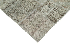 Kırk Yama Gri Patchwork Pamuk Yün El Dokuma Halısı 168x242 Agacan