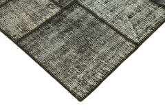 Kırk Yama Siyah Patchwork Pamuk Yün El Dokuma Halısı 176x242 Agacan