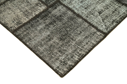 Kırk Yama Siyah Patchwork Pamuk Yün El Dokuma Halısı 176x242 Agacan