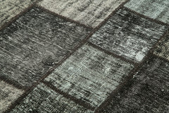 Kırk Yama Siyah Patchwork Pamuk Yün El Dokuma Halısı 176x242 Agacan