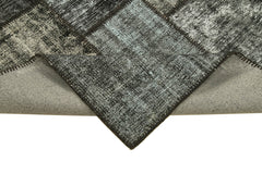 Kırk Yama Siyah Patchwork Pamuk Yün El Dokuma Halısı 176x242 Agacan