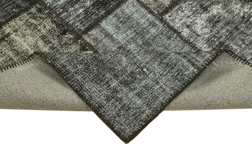 Kırk Yama Siyah Patchwork Pamuk Yün El Dokuma Halısı 176x242 Agacan