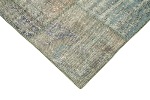 Kırk Yama Gri Patchwork Pamuk Yün El Dokuma Halısı 176x242 Agacan