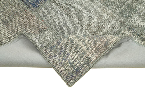 Kırk Yama Gri Patchwork Pamuk Yün El Dokuma Halısı 173x242 Agacan