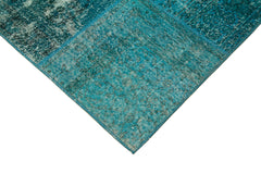 Kırk Yama Turkuaz Patchwork Pamuk Yün El Dokuma Halısı 171x240 Agacan