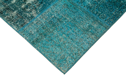 Kırk Yama Turkuaz Patchwork Pamuk Yün El Dokuma Halısı 171x240 Agacan