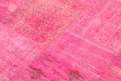 Kırk Yama Pembe Patchwork Pamuk Yün El Dokuma Halısı 156x205 Agacan