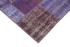 Kırk Yama Mor Patchwork Pamuk Yün El Dokuma Halısı 133x200 Agacan