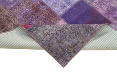 Kırk Yama Mor Patchwork Pamuk Yün El Dokuma Halısı 133x200 Agacan