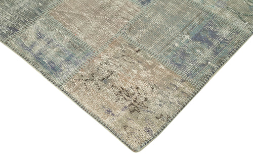 Kırk Yama Gri Patchwork Pamuk Yün El Dokuma Halısı 141x204 Agacan