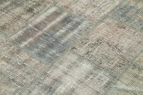 Kırk Yama Gri Patchwork Pamuk Yün El Dokuma Halısı 141x204 Agacan