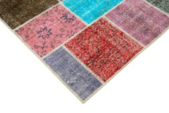Kırk Yama Mavi Patchwork Pamuk Yün El Dokuma Halısı 147x205 Agacan