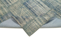 Kırk Yama Mavi Patchwork Pamuk Yün El Dokuma Halısı 148x203 Agacan