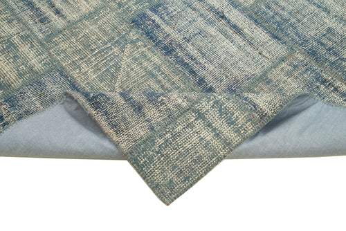 Kırk Yama Mavi Patchwork Pamuk Yün El Dokuma Halısı 148x203 Agacan