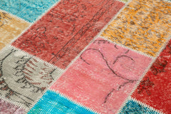 Kırk Yama Mavi Patchwork Pamuk Yün El Dokuma Halısı 145x205 Agacan