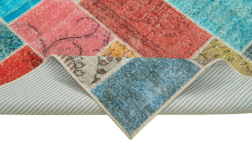 Kırk Yama Mavi Patchwork Pamuk Yün El Dokuma Halısı 145x205 Agacan