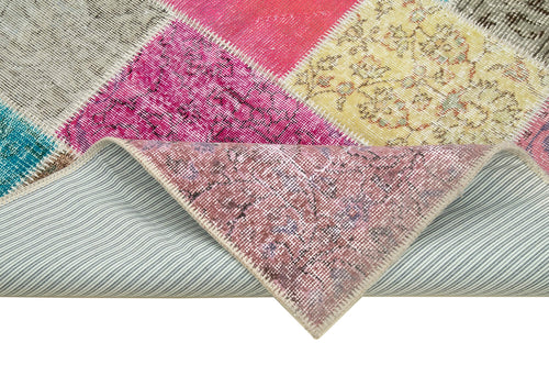 Kırk Yama Mavi Patchwork Pamuk Yün El Dokuma Halısı 145x208 Agacan