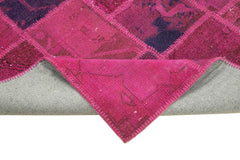 Kırk Yama Pembe Patchwork Pamuk Yün El Dokuma Halısı 140x205 Agacan