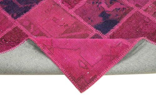 Kırk Yama Pembe Patchwork Pamuk Yün El Dokuma Halısı 140x205 Agacan