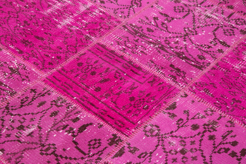 Kırk Yama Pembe Patchwork Pamuk Yün El Dokuma Halısı 140x200 Agacan