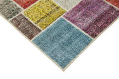 Kırk Yama Mavi Patchwork Pamuk Yün El Dokuma Halısı 146x201 Agacan