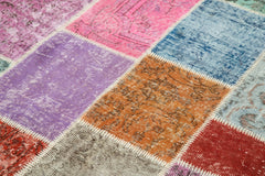 Kırk Yama Mavi Patchwork Pamuk Yün El Dokuma Halısı 146x201 Agacan
