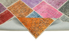 Kırk Yama Mavi Patchwork Pamuk Yün El Dokuma Halısı 146x201 Agacan