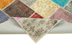 Kırk Yama Mavi Patchwork Pamuk Yün El Dokuma Halısı 146x203 Agacan