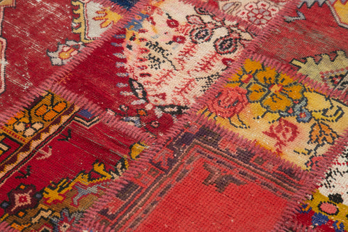 Kırk Yama Kırmızı Patchwork Pamuk Yün El Dokuma Halısı 138x204 Agacan