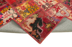 Kırk Yama Kırmızı Patchwork Pamuk Yün El Dokuma Halısı 138x204 Agacan
