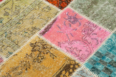 Kırk Yama Mavi Patchwork Pamuk Yün El Dokuma Halısı 148x199 Agacan