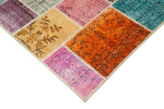 Kırk Yama Mavi Patchwork Pamuk Yün El Dokuma Halısı 147x204 Agacan
